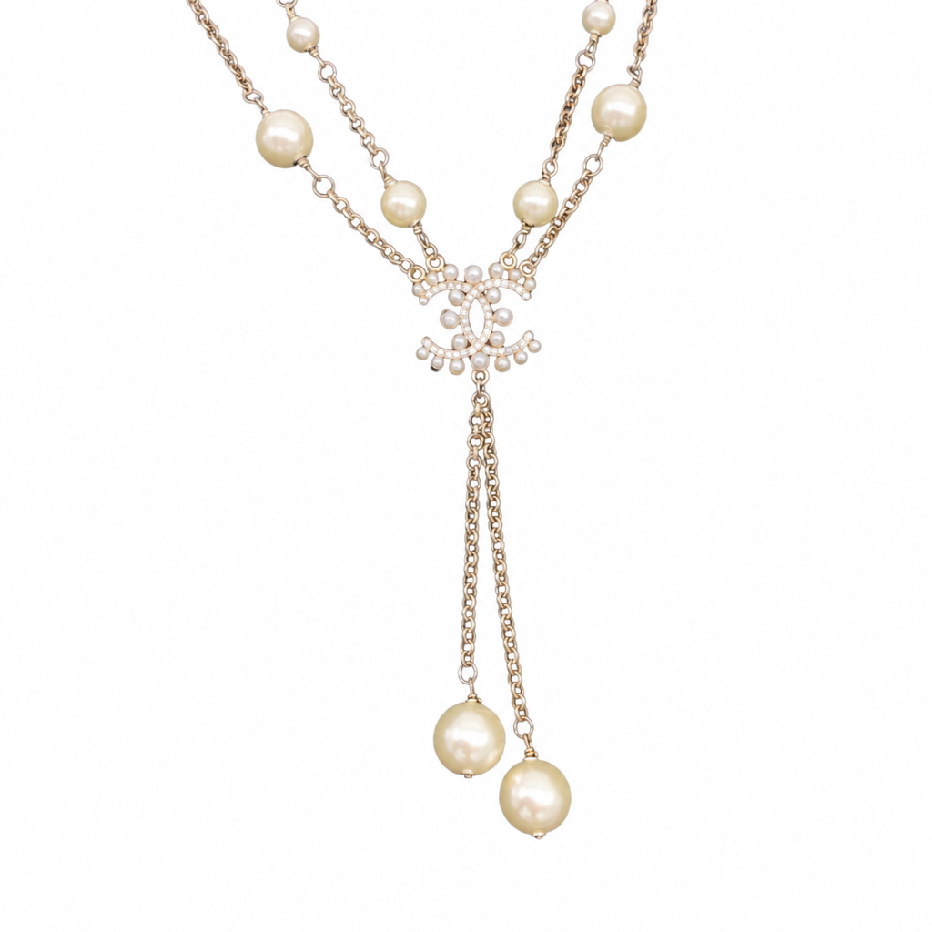 Necklace – 2020 Faux Pearl &amp; Strass Double-Strand Y-Drop