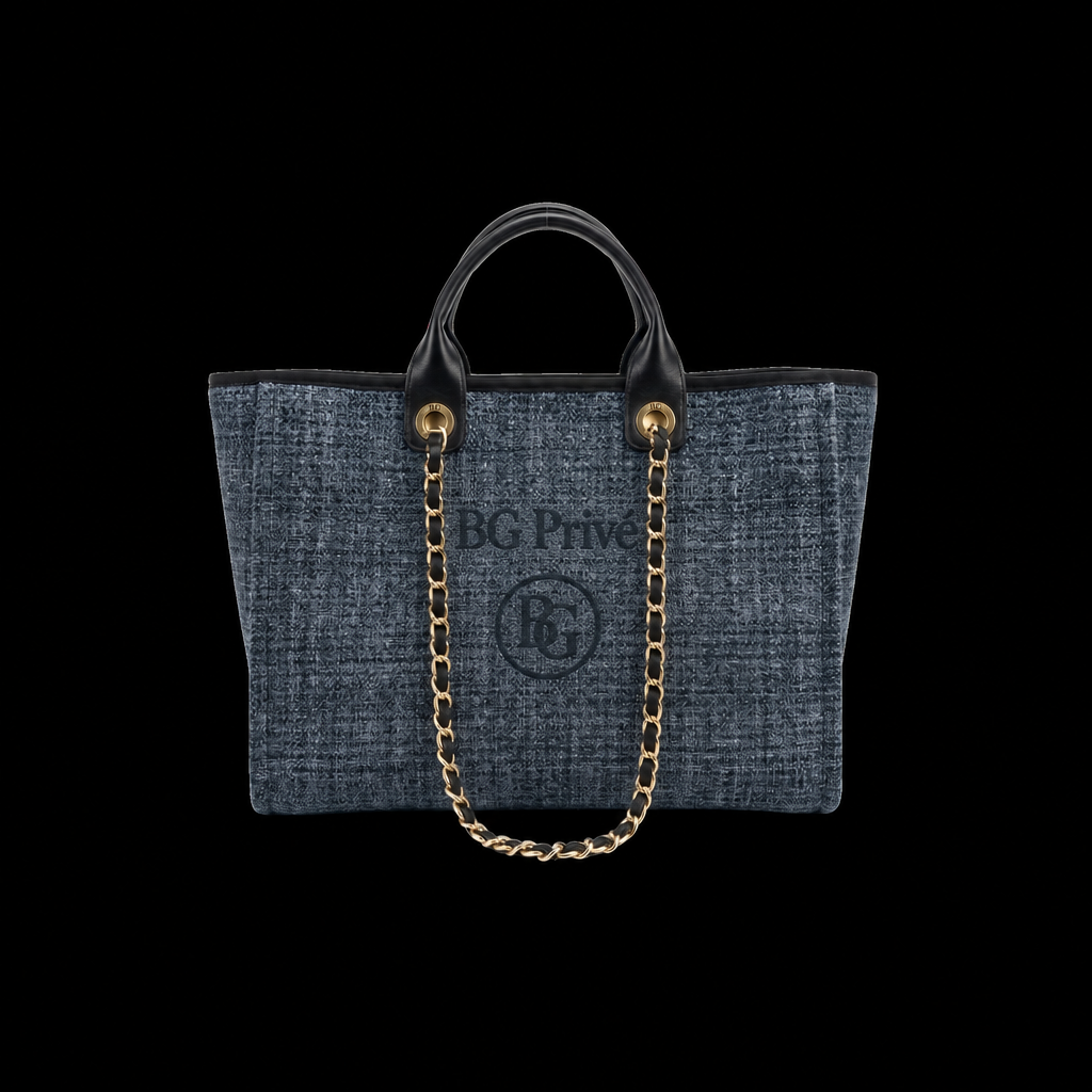 Large Deauville Tote in Dark Blue and Blue-Gray