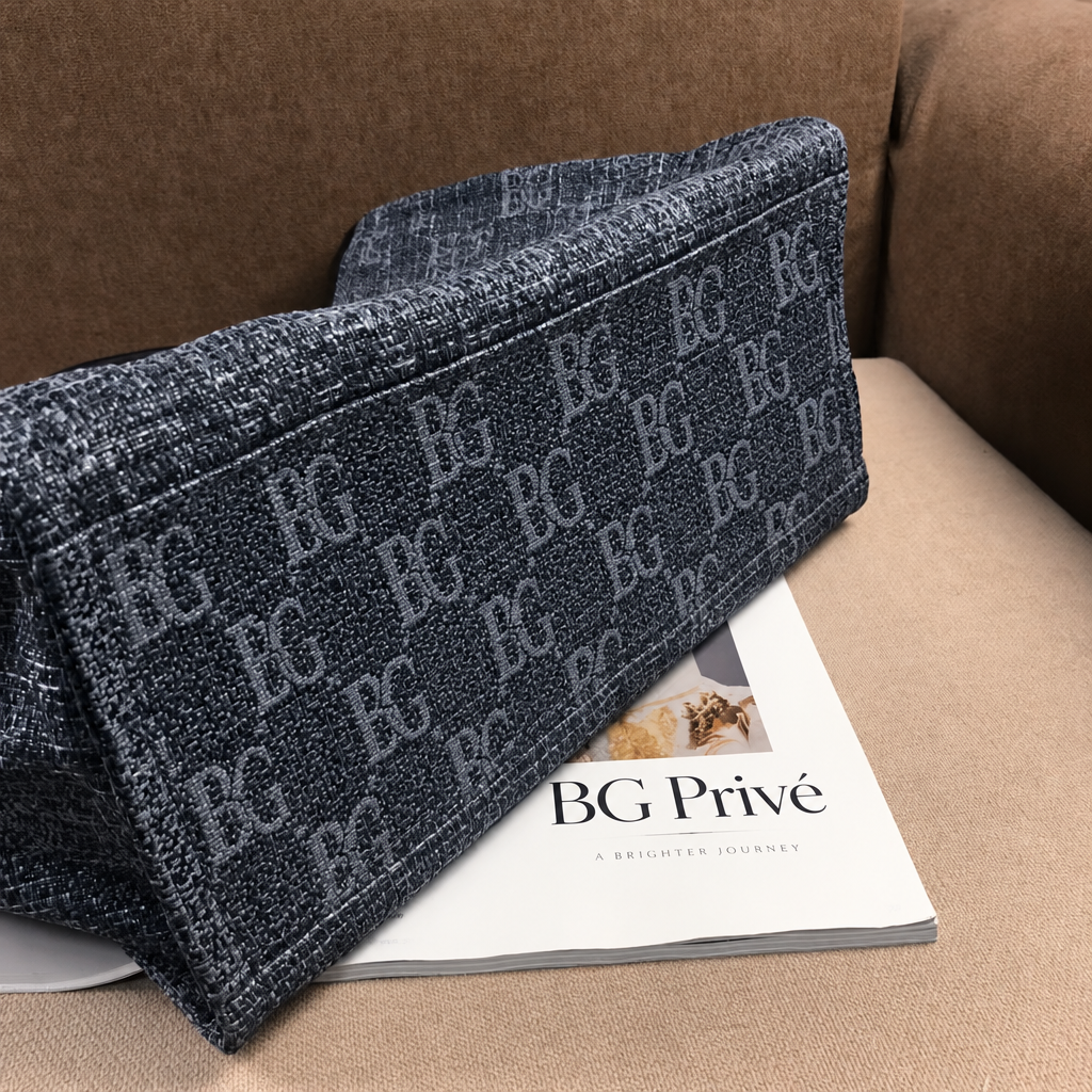 Large Deauville Tote in Dark Blue and Blue-Gray