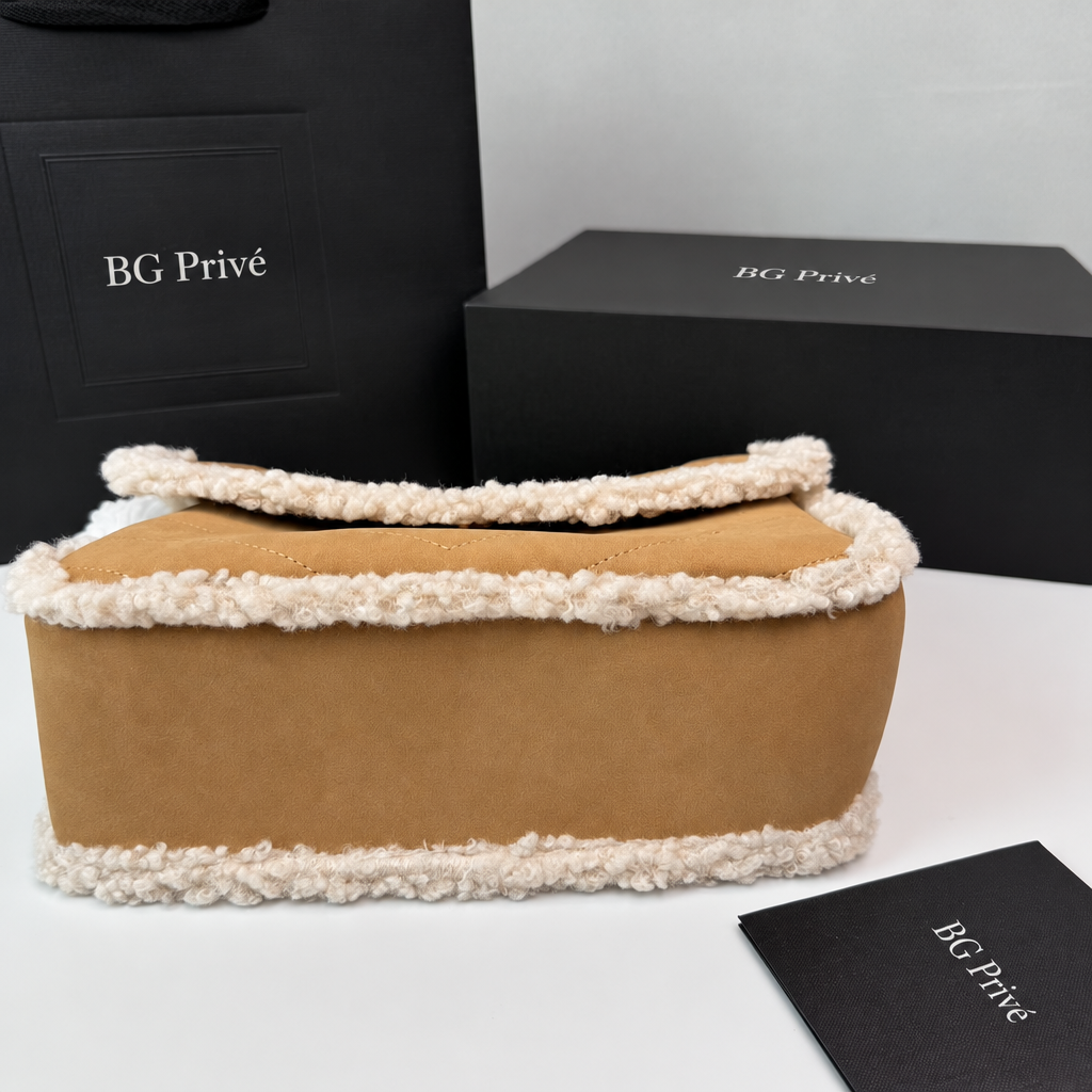 Niki Medium Shearling-Trim Suede Shoulder Bag