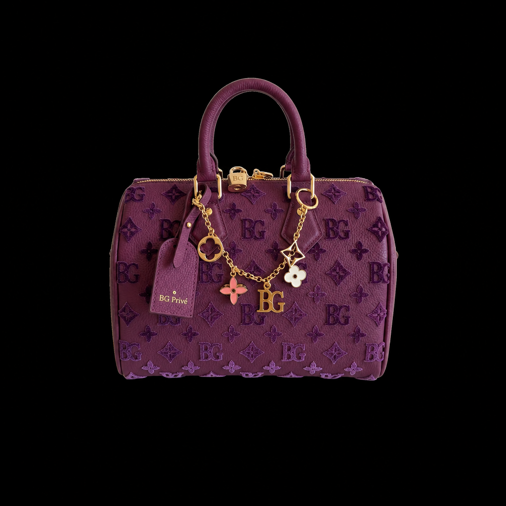 Speedy P9 Purple Embroidered Monogram Top-Handle Bag
