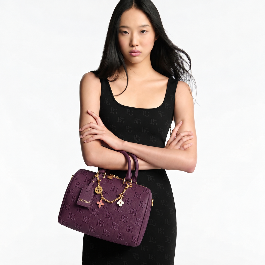 Speedy P9 Purple Embroidered Monogram Top-Handle Bag