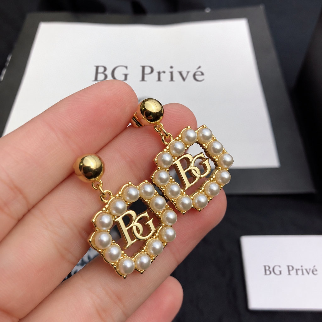Pearl Square Drop Earrings