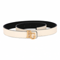 Initiales-Style Reversible Beige/Black Leather Belt, 25 mm