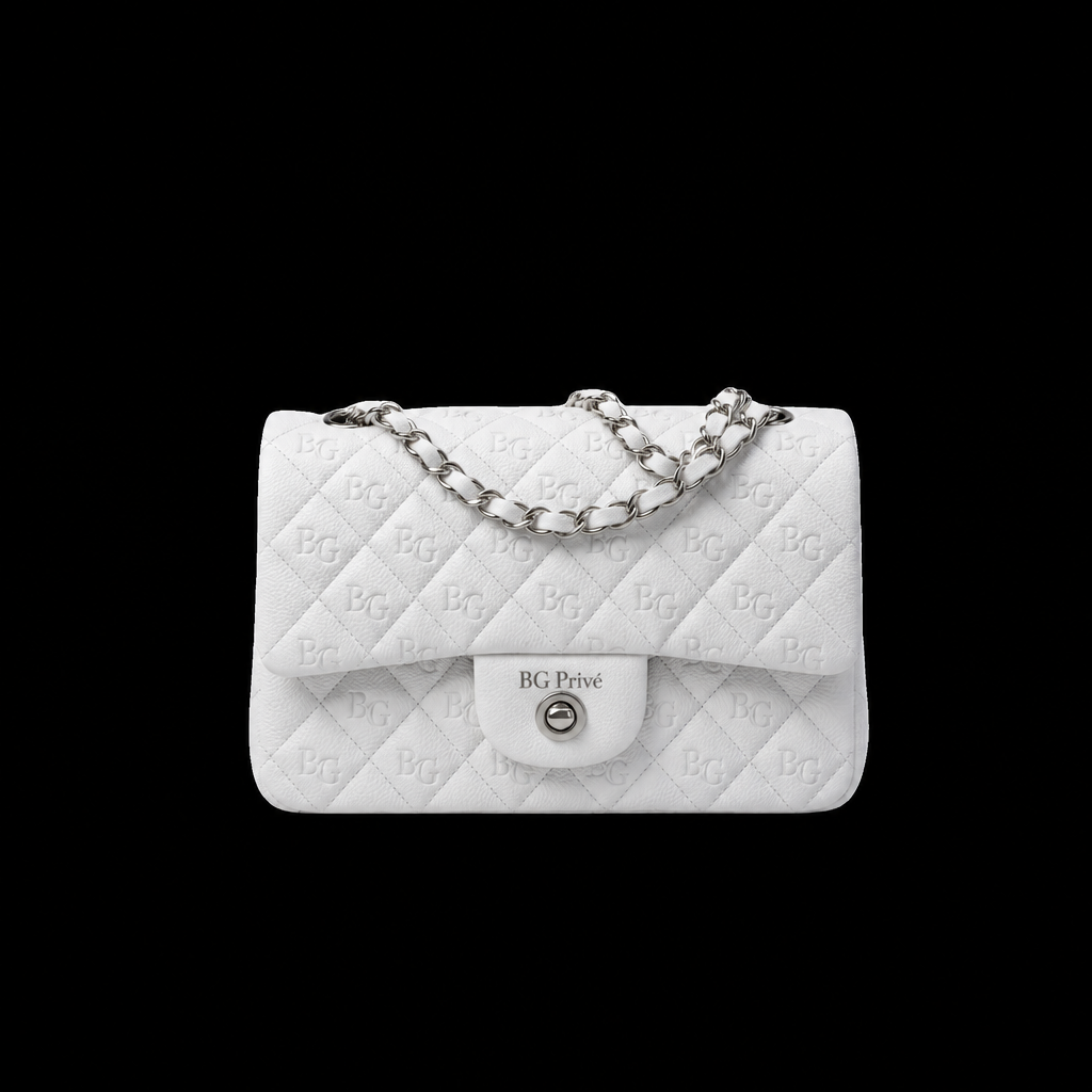 Classic Flap Small Handbag in White with Silver-Tone Hardware