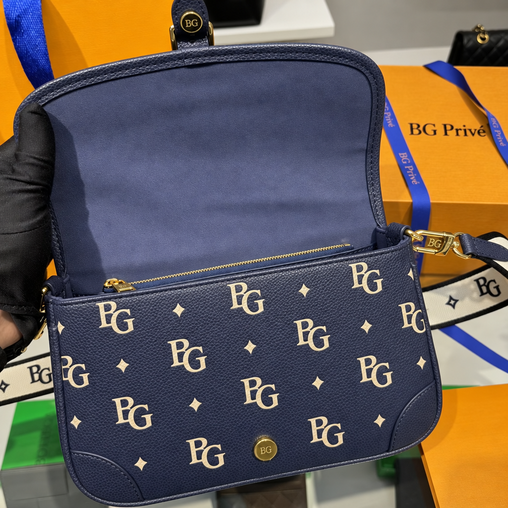 Diane Navy Blue/Crème Monogram Empreinte Bag