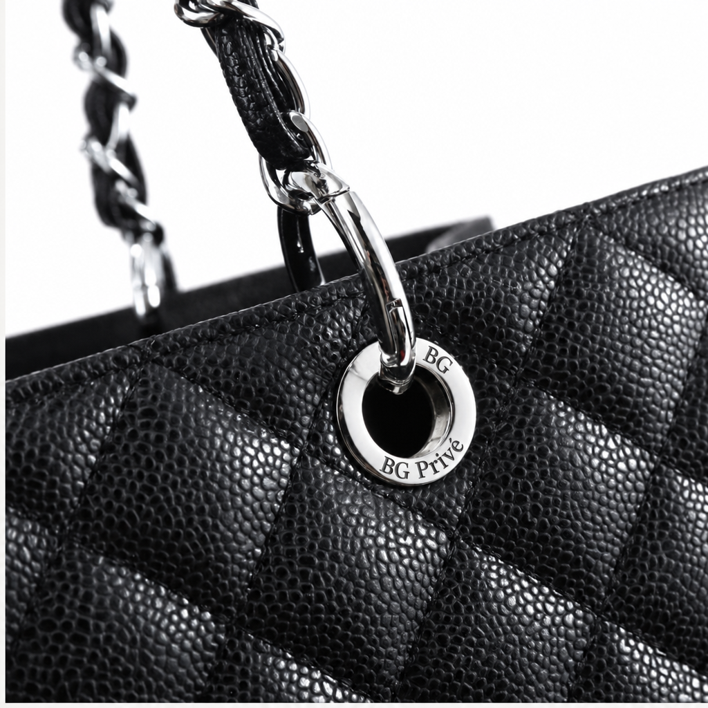 Caviar Quilted Grand Shopping Tote GST Bag in Black with Silver Hardware