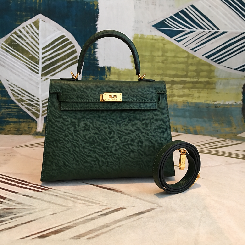 Kelly 25 Sellier Handbag – Dark Green with Gold-Tone Hardware
