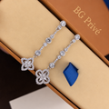 Monogram Flower Asymmetrical Long Drop Earrings