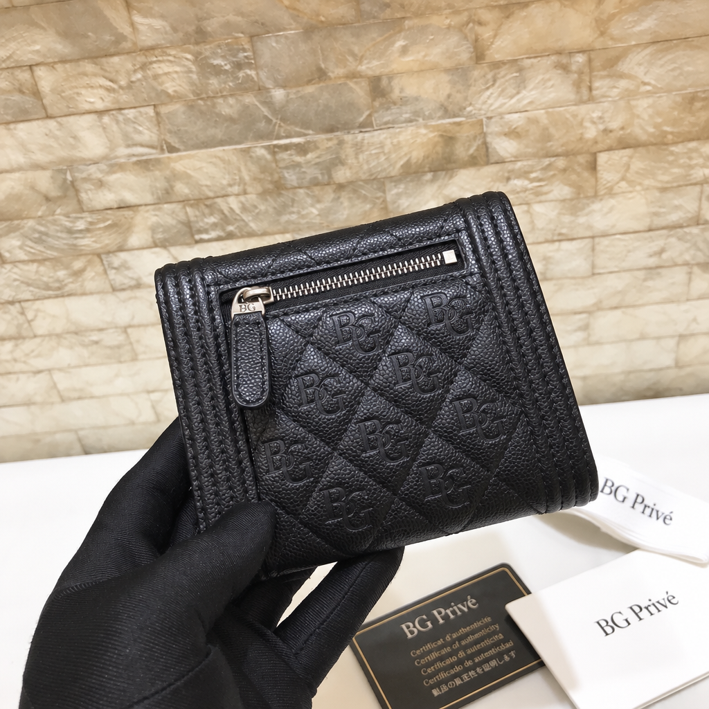 BOY Small Flap Wallet in Black Grained Calfskin
