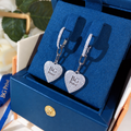 Silver-Tone Pavé Heart Drop Earrings
