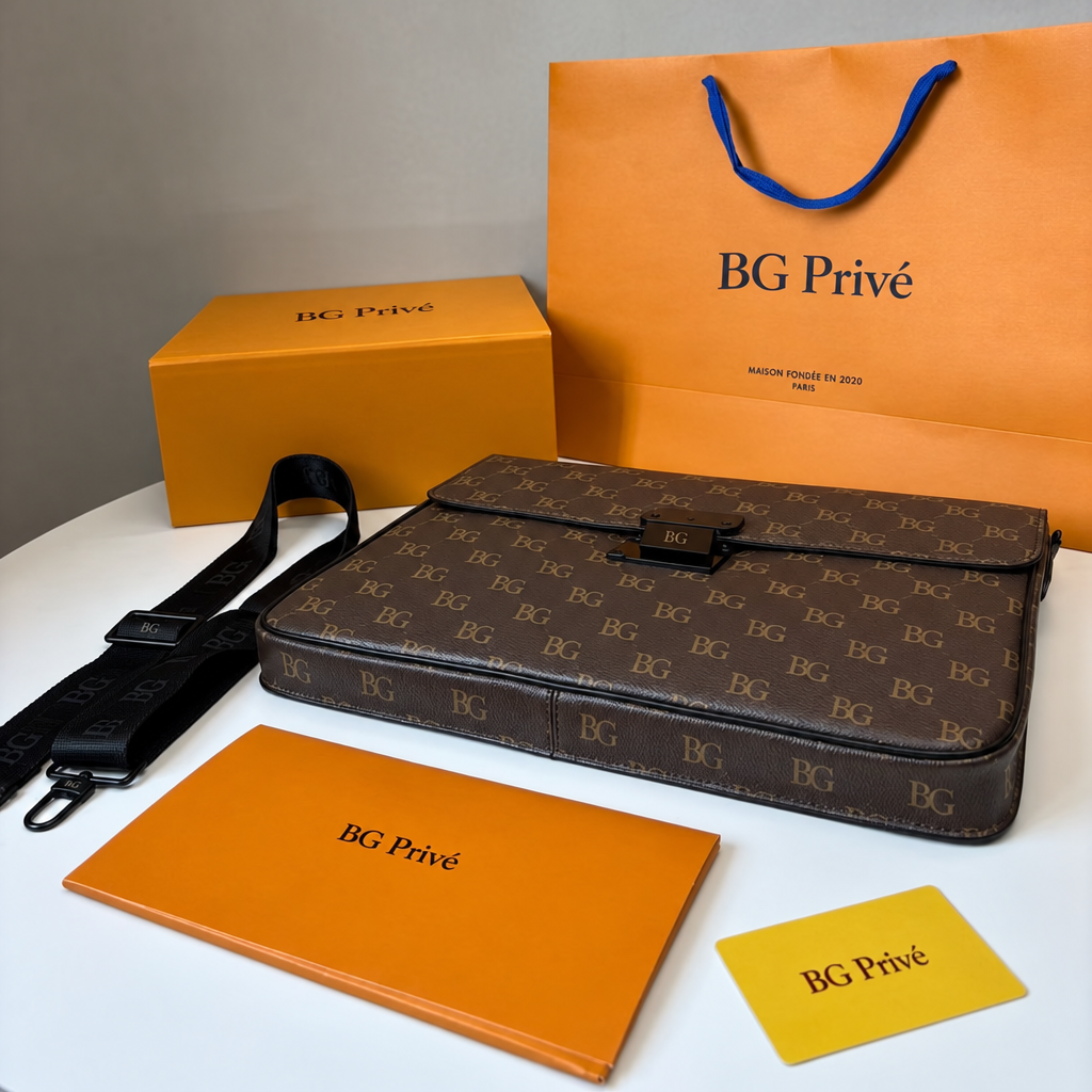 S Lock Briefcase–Style Bag in Brown Monogram Canvas
