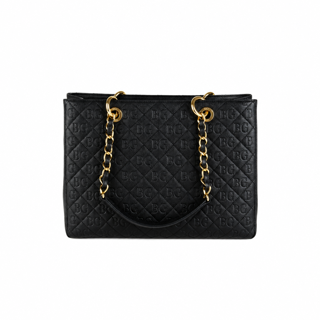 GST Bag – Grand Shopping Tote in Black Caviar with Gold-Tone Hardware