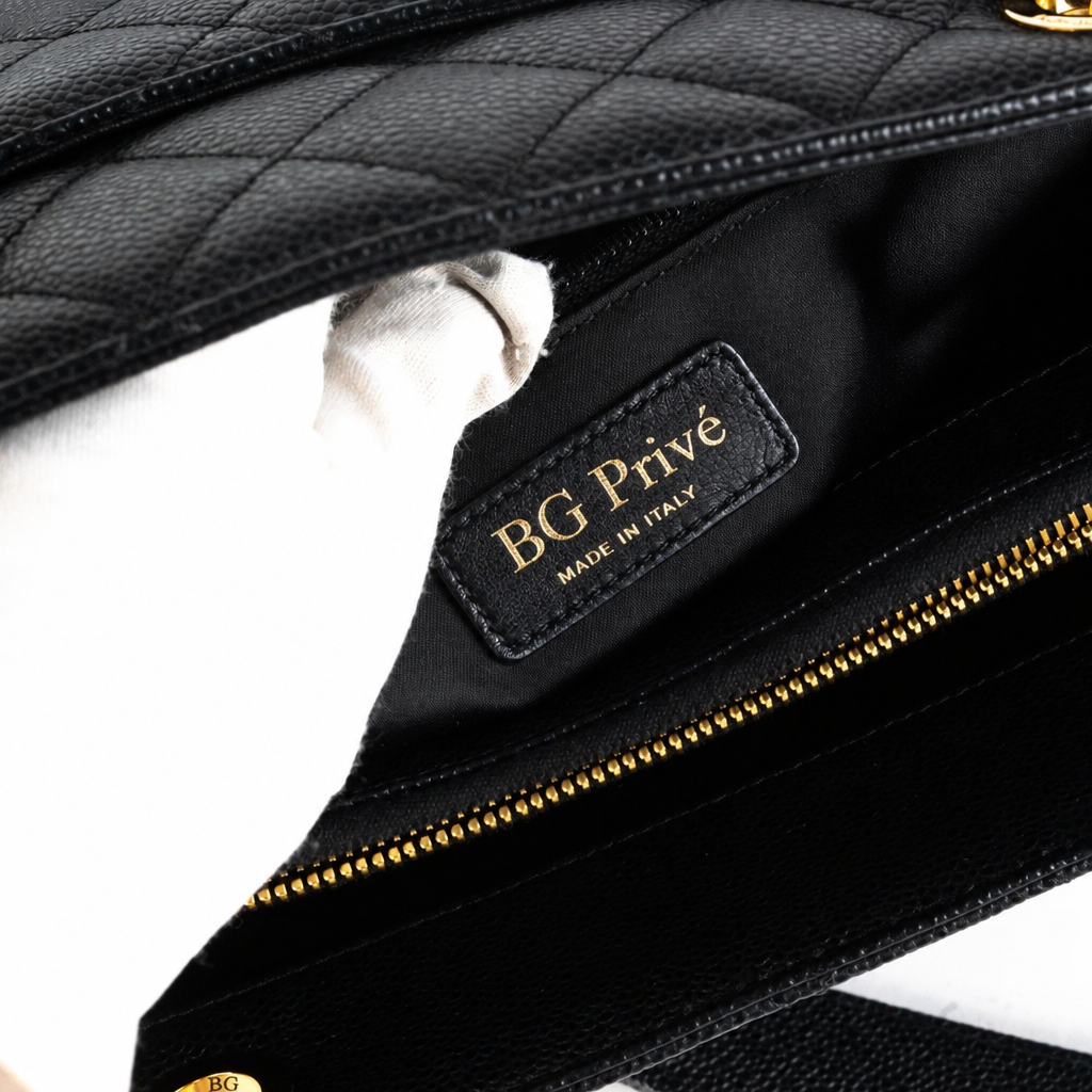 GST Bag – Grand Shopping Tote in Black Caviar with Gold-Tone Hardware