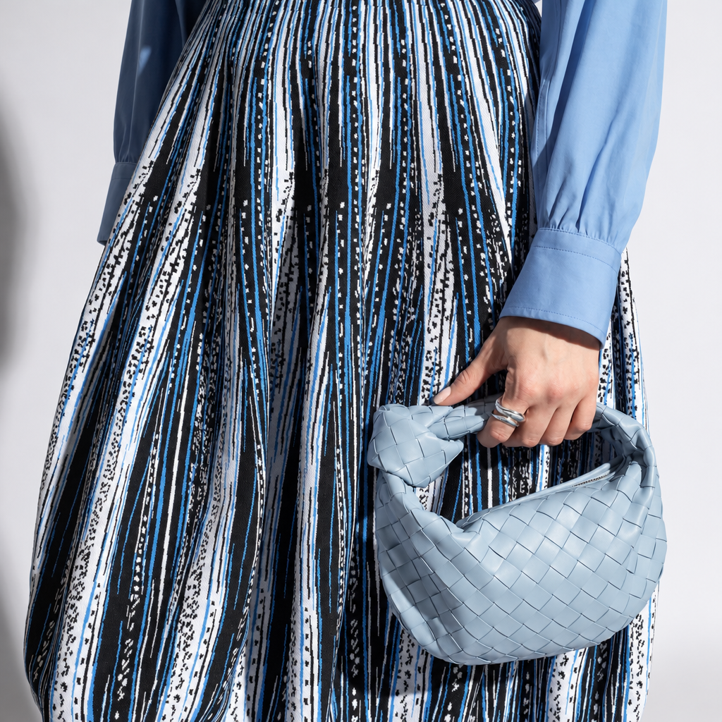 Mini Jodie Intrecciato Leather Bag - Light Blue