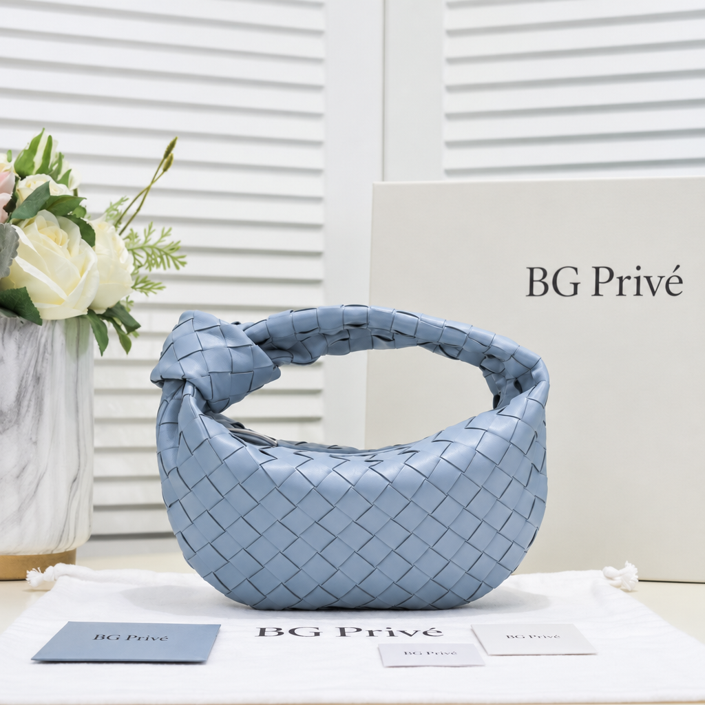 Mini Jodie Intrecciato Leather Bag - Light Blue