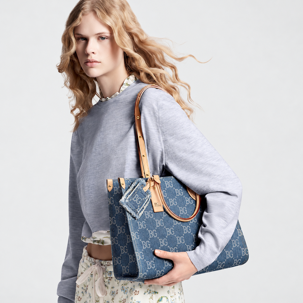 OnTheGo MM Monogram Denim Tote Bag