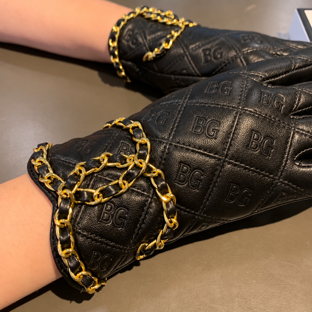 Lambskin Quilted Chain Gloves