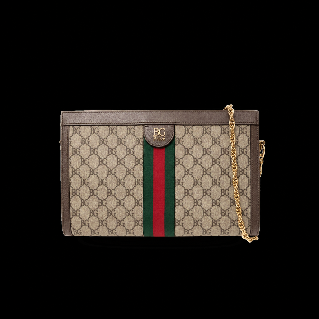 Ophidia Medium Shoulder Bag in Beige and Ebony