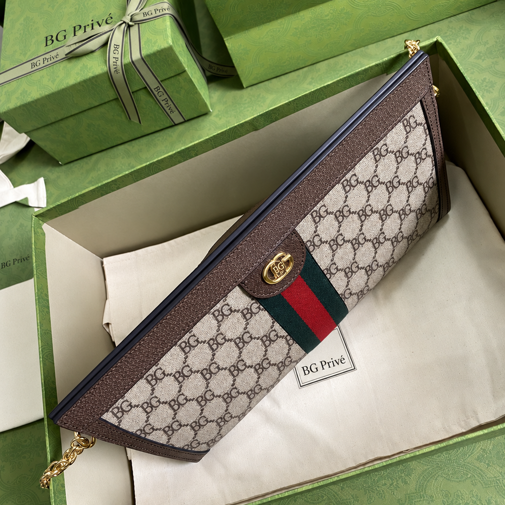 Ophidia Medium Shoulder Bag in Beige and Ebony