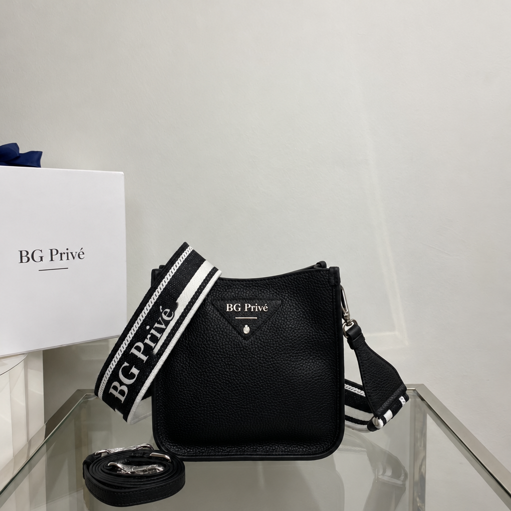 Mini Leather Shoulder Bag in Black