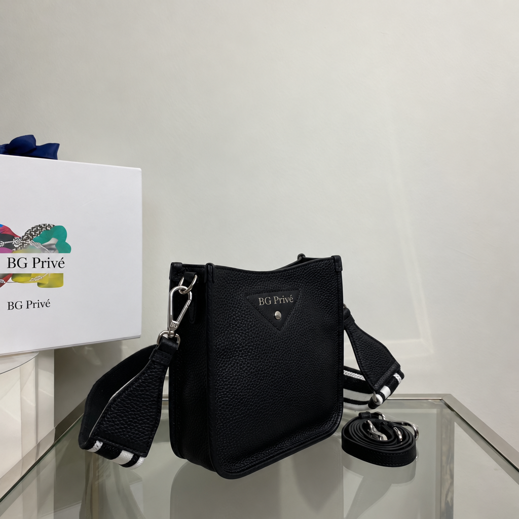 Mini Leather Shoulder Bag in Black