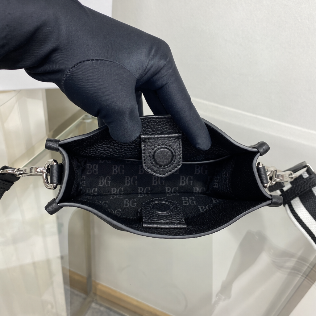 Mini Leather Shoulder Bag in Black