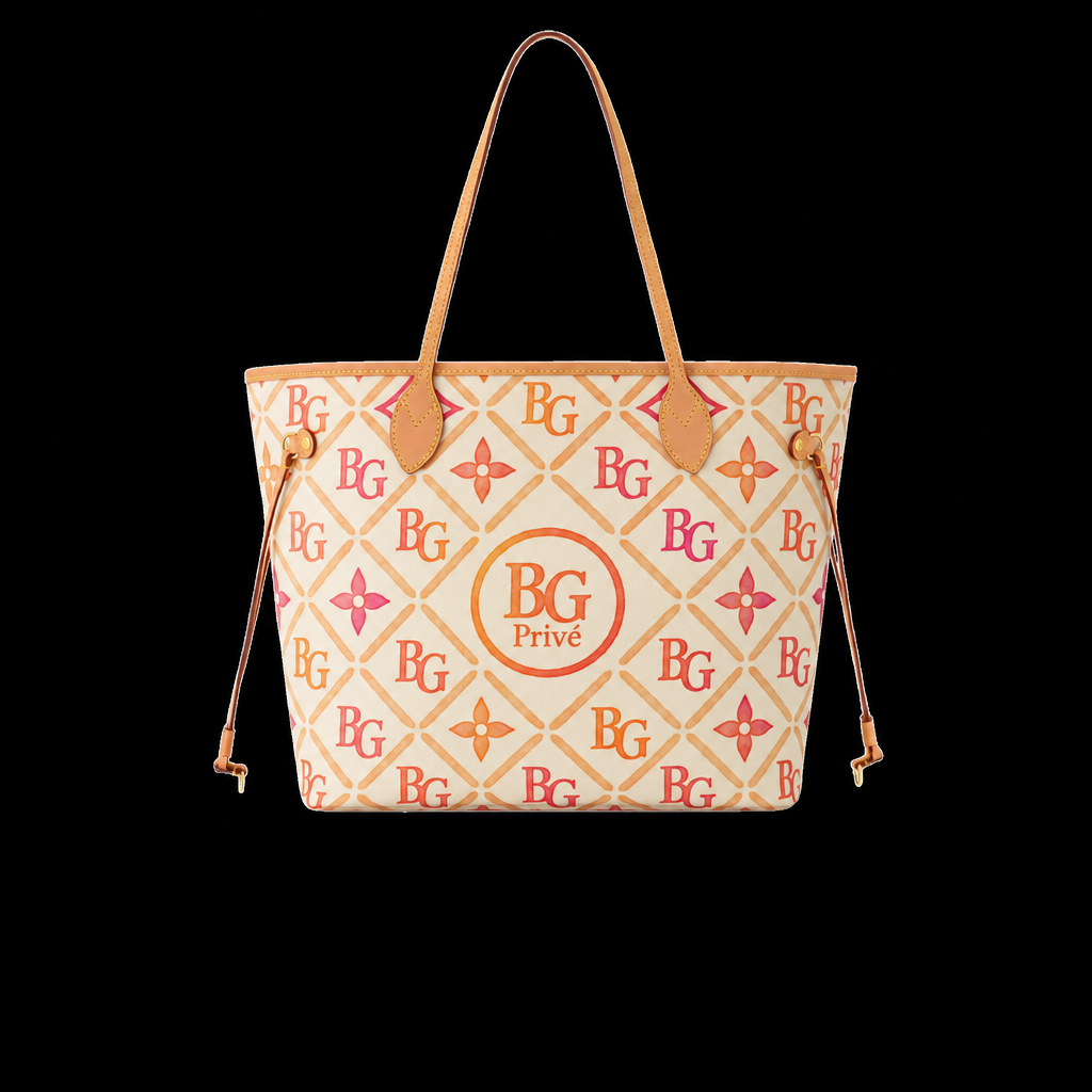 Neverfull MM By The Pool Coral Monogram Tiles