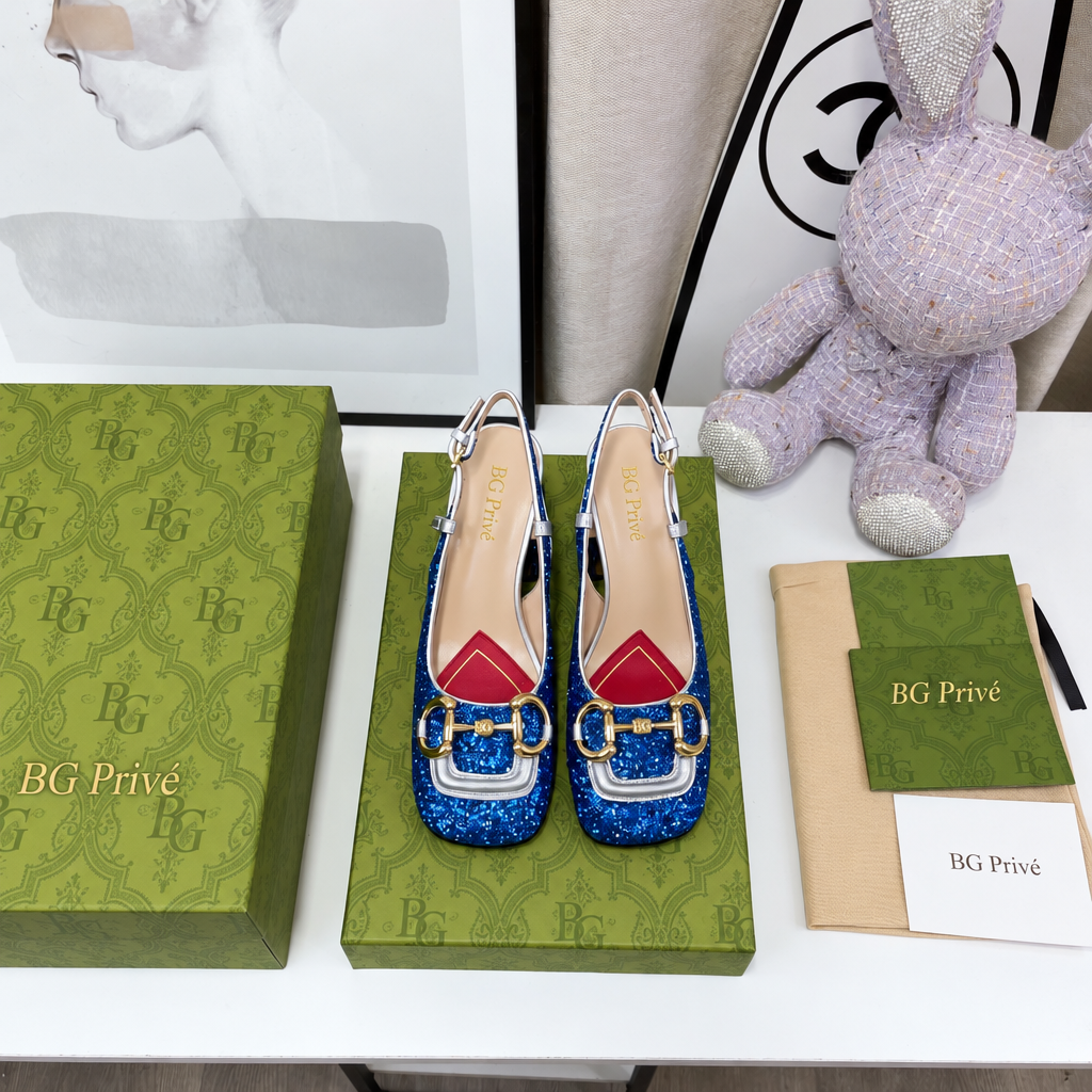 Lovelight Slingback Mid-Heel With Horsebit – Multicolor Glitter