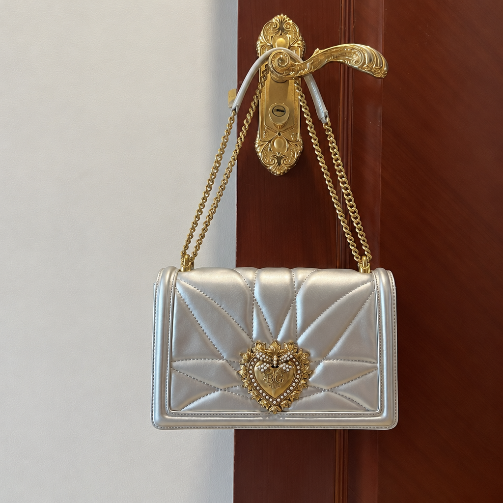 Dolce &amp; Gabbana Devotion Bag – Large Quilted Mordore Nappa, Silver
