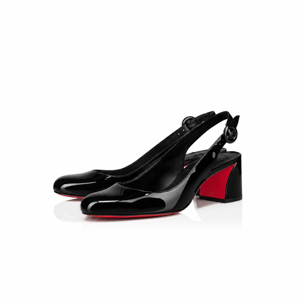 Christian Louboutin So Jane Sling 55 Black Patent Pumps