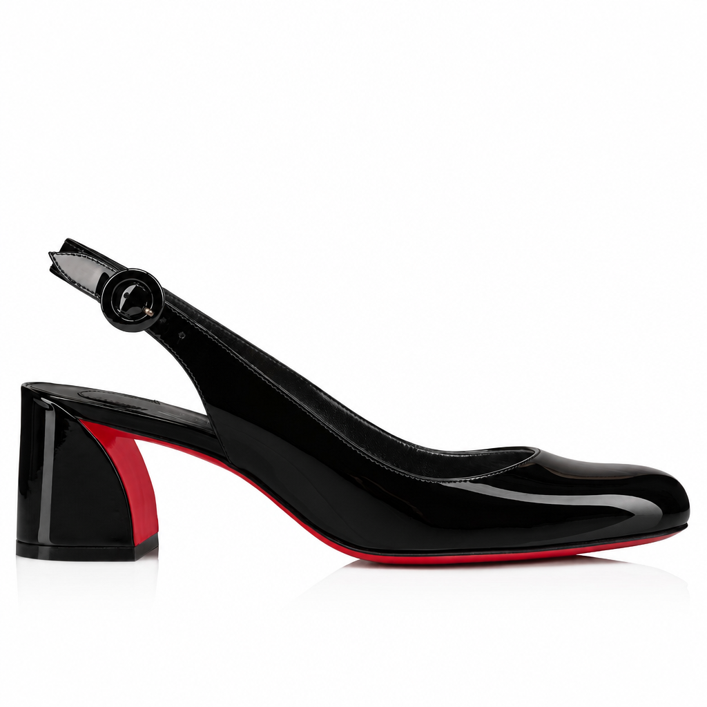 Christian Louboutin So Jane Sling 55 Black Patent Pumps