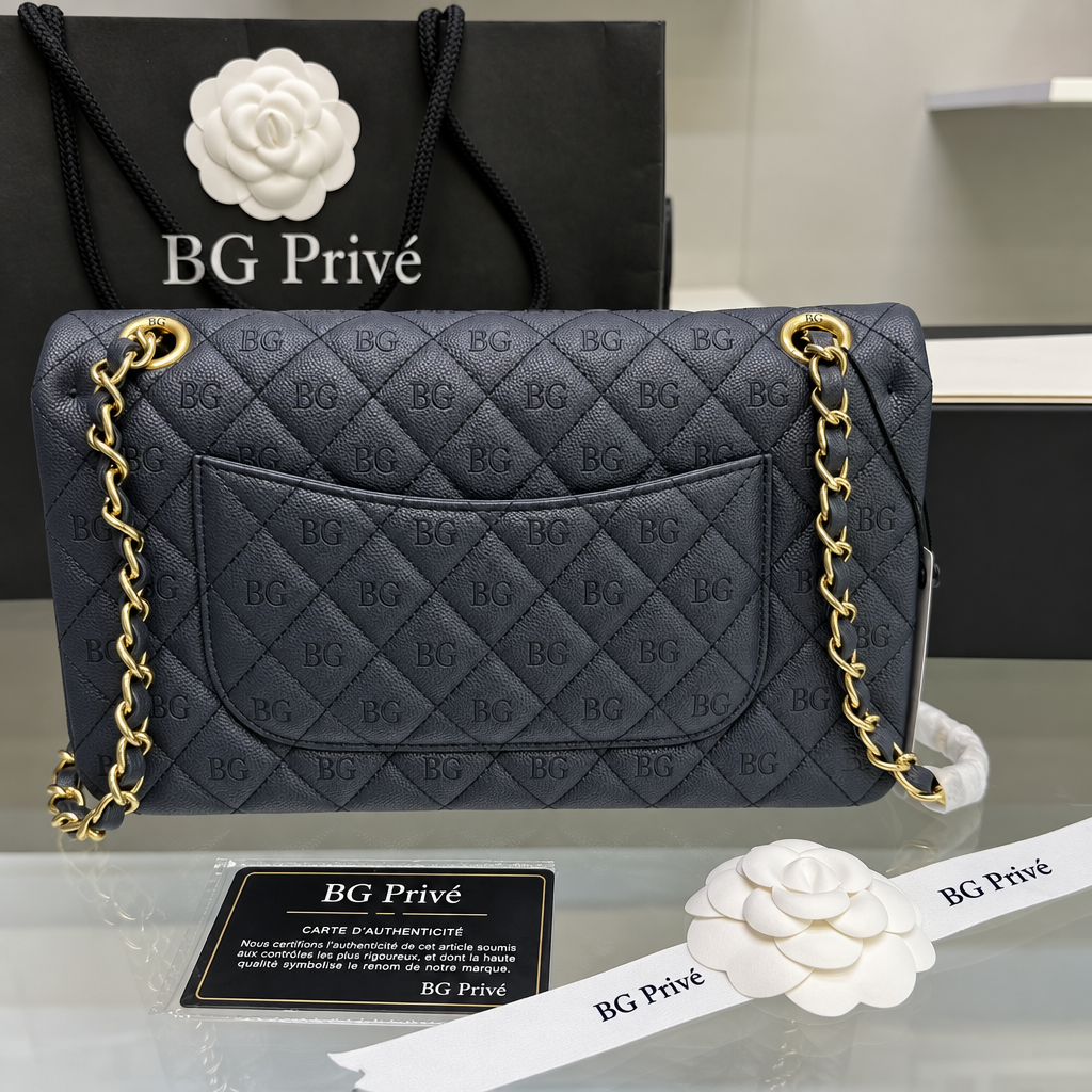 Classic 11.12 Medium Double-Flap Handbag in Dark Navy