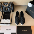 Tweed Espadrilles with Interlocking Logo – Black Sequin Cap-Toe Flats