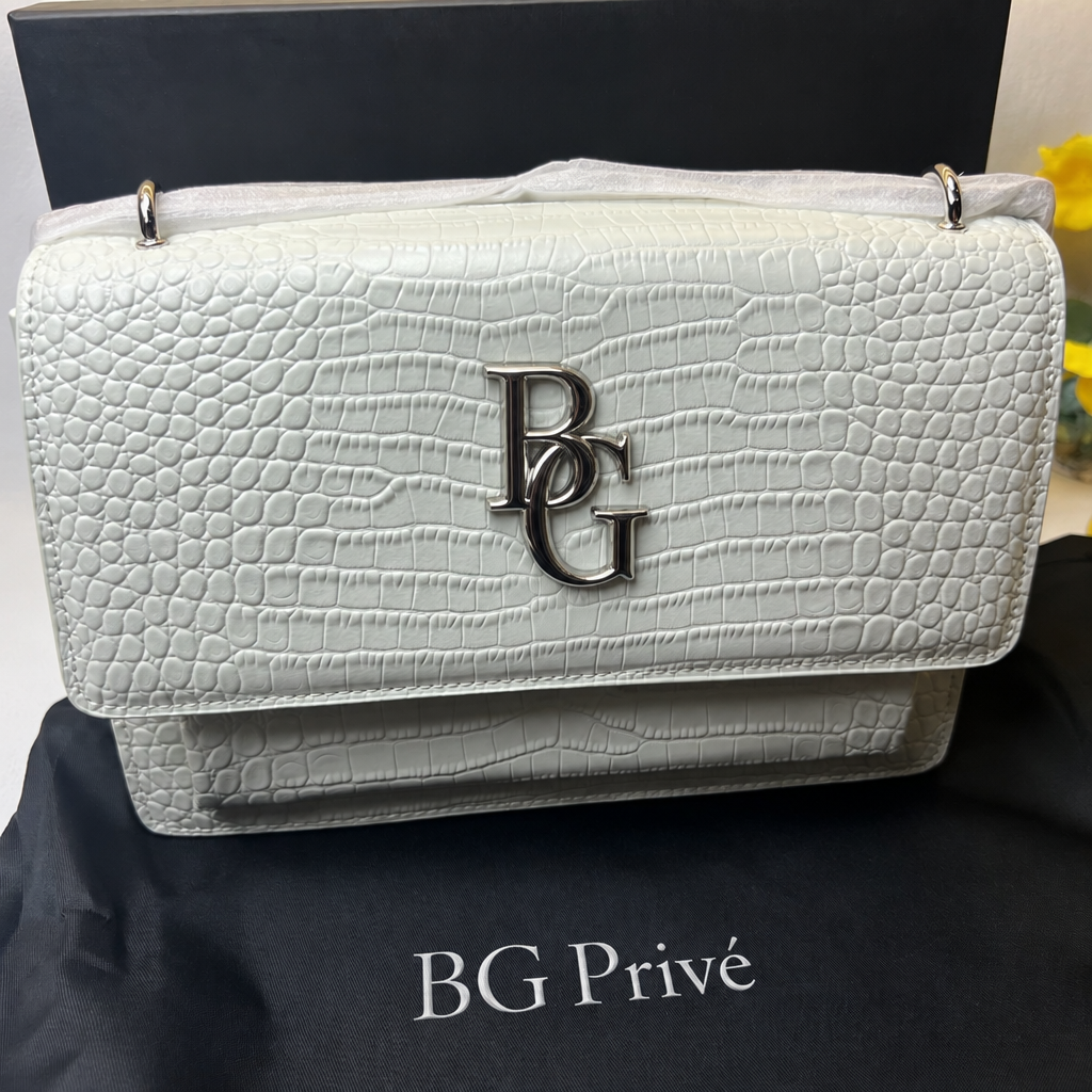 Sunset Wallet in White Crocodile-Embossed Leather