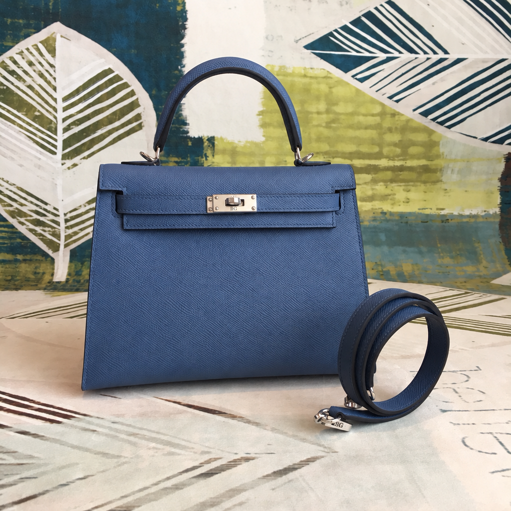 Kelly 25 Sellier Handbag in Dark Blue