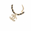 Necklace in Metal, Lambskin and Strass