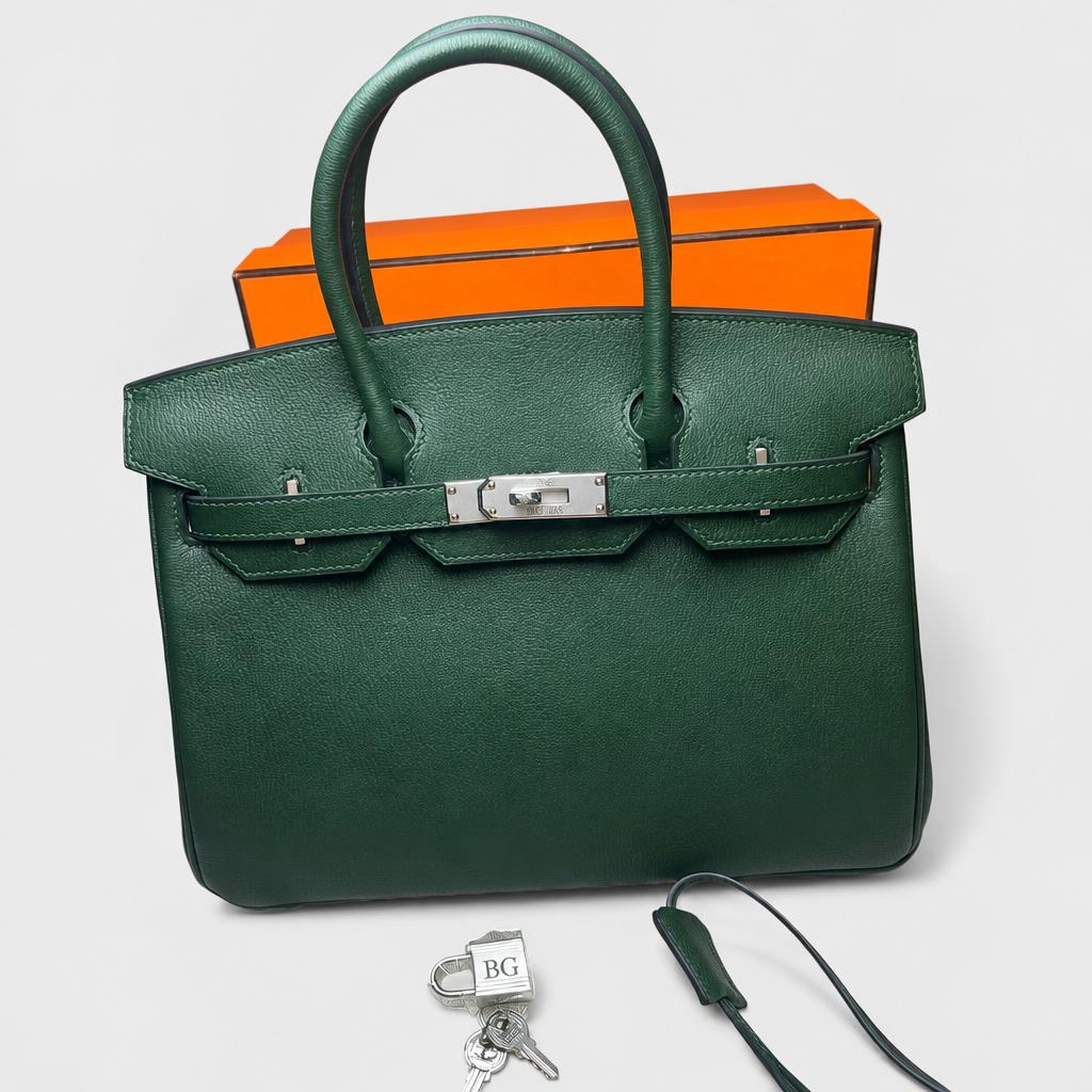 Birkin 30 Structured Top-Handle Bag in Dark Green