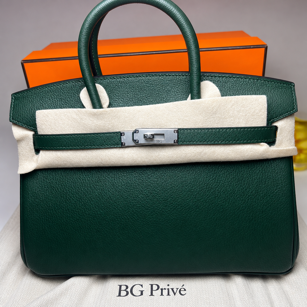 Birkin 30 Structured Top-Handle Bag in Dark Green
