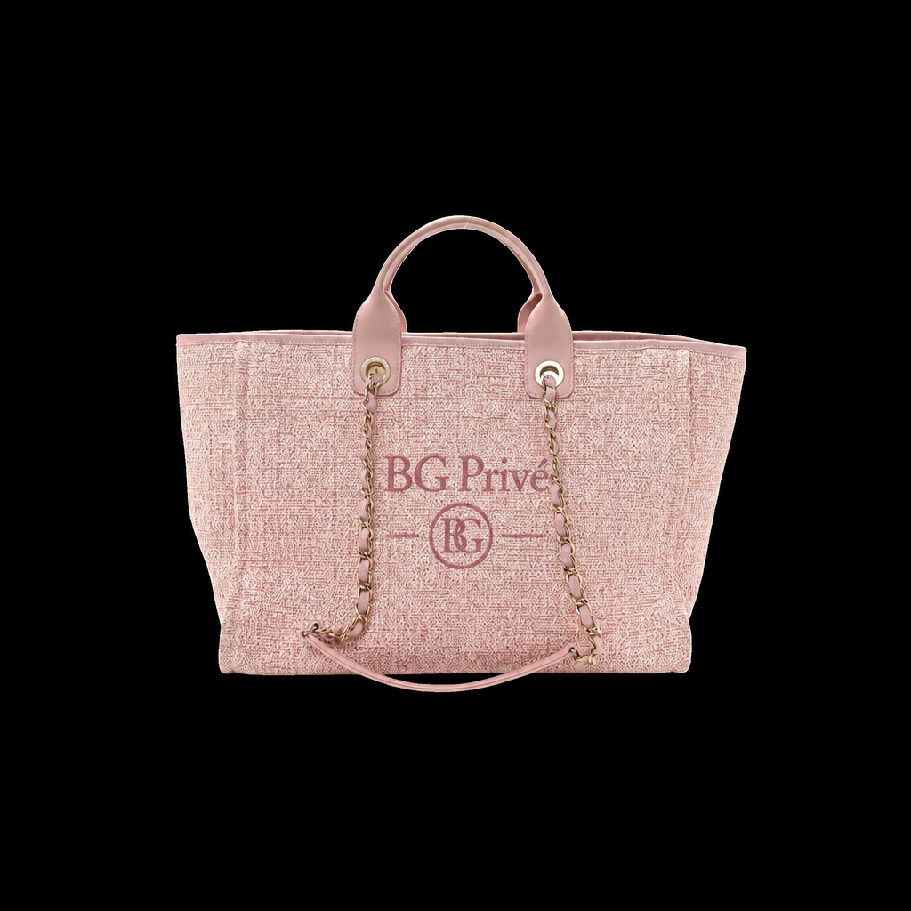 Deauville Tote – Large Pink Woven Shopping Tote