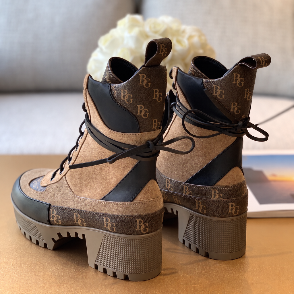 Laureate Platform Desert Boots Beige Monogram 1A4XYE