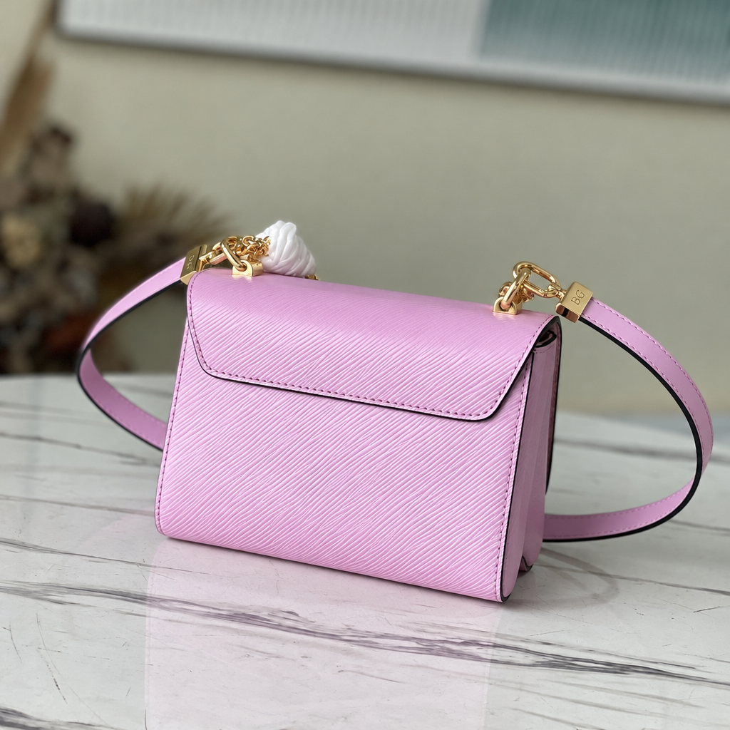 Twist PM Wisteria Epi Leather Bag with Enamel Monogram Flower Chain