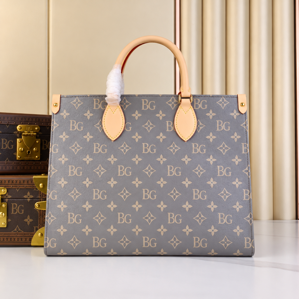 OnTheGo MM Monogram Denim Tote in Washed Gray