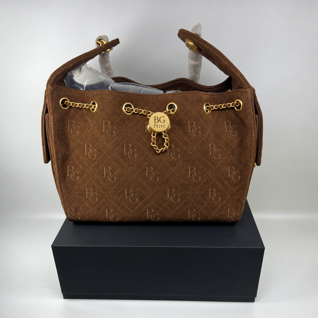 25 Small Handbag in Dark Brown Suede Calfskin