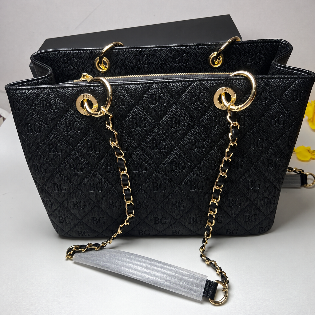 GST Grand Shopping Tote in Black Caviar Leather with Gold Hardware