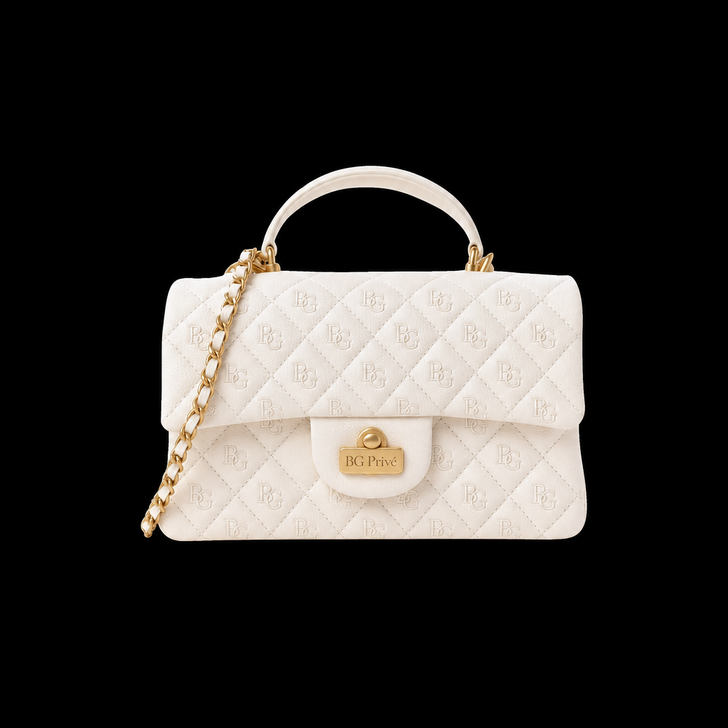 Mini Top Handle Bag in White Grained Calfskin