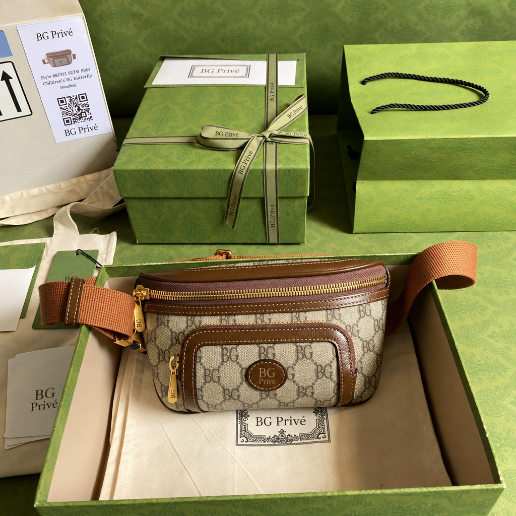 Belt Bag with Interlocking G in Beige and Ebony