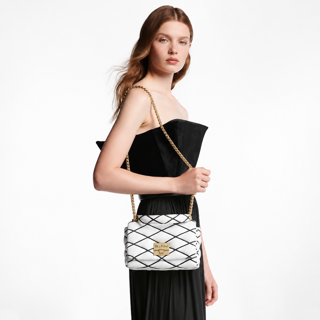 GO-14 MM Malletage Handbag White/Black