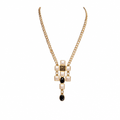 Gold-Tone Geometric Cabochon Drop Pendant Necklace