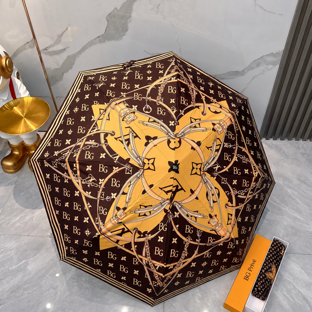 Folding Umbrella with Strap and Trunk Monogram